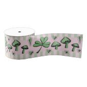 Irish Pink & Green Shamrocks Hearts & Mushrooms 3" Grosgrain Lint (Spoel)