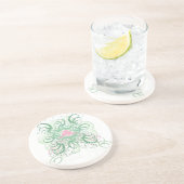 Irish Pink SHamrock Zandsteen Onderzetter (Zijkant)