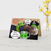 IRISH PIRATE CATS / ANTIEK PIRATEN BEHANDELINGSKAA KAART (Gele Bloem)