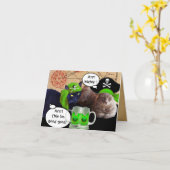 IRISH PIRATE CATS / ANTIEK PIRATEN BEHANDELINGSKAA KAART (Gele Bloem)