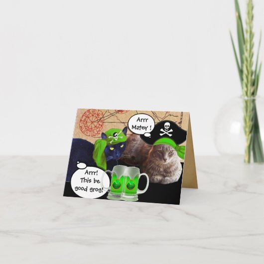 IRISH PIRATE CATS / ANTIEK PIRATEN BEHANDELINGSKAA KAART (Voorkant)
