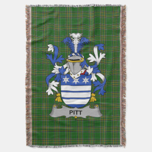 Irish Pitt Coat of Arms Family Crest Ireland Deken