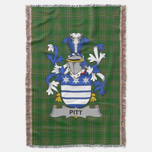 Irish Pitt Coat of Arms Family Crest Ireland Deken (Voorkant Verticaal)