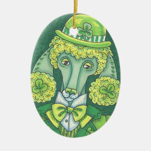 IRISH POODLE ST. PATRICK'S DAY DOG ORNAMENT Oval (Voorkant)