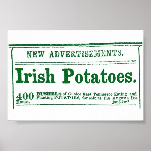 Irish Potato Newspapier Advertisement Civil War er Poster (Voorkant)