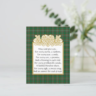 Irish Prayer Celtic Border and Tartan Briefkaart