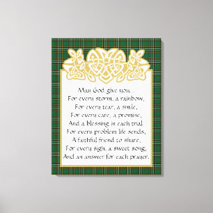 Irish Prayer Celtic Border and Tartan Canvas Afdruk