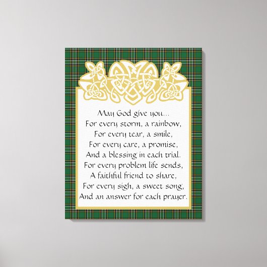 Irish Prayer Celtic Border and Tartan Canvas Afdruk (Voorkant)