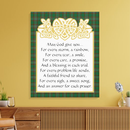 Irish Prayer Celtic Border and Tartan Canvas Afdruk (Insitu (Woonkamer))