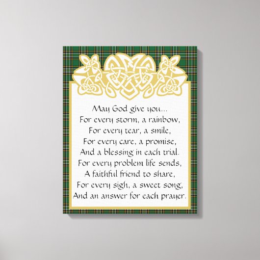 Irish Prayer Celtic Border and Tartan Canvas Afdruk (Voorkant)