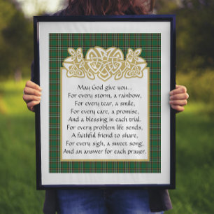Irish Prayer Celtic Border and Tartan Poster