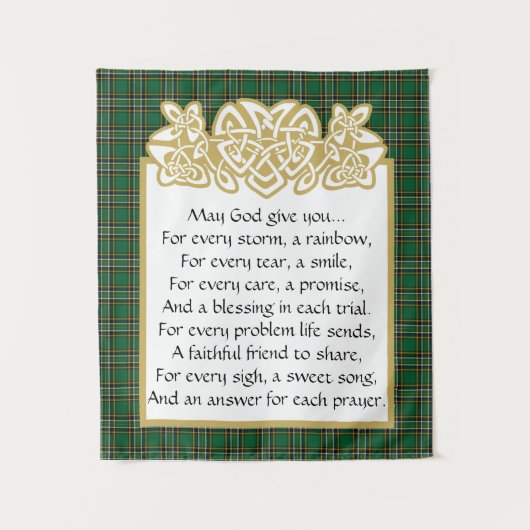 Irish Prayer Celtic Border and Tartan Wandkleed (Voorkant)