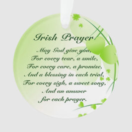 Irish Prayer Hearts en Shamrocks Custom Ornament
