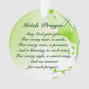 Irish Prayer Hearts en Shamrocks Custom Ornament