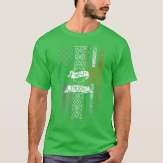 Irish Pride American Flag Celtic Cross St. Patrick T-shirt