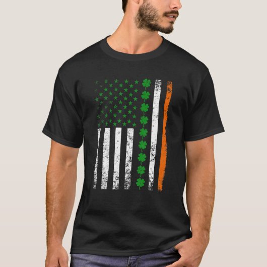 Irish Pride American Flag St Patricks Day T-shirt (Voorkant)