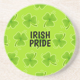 Irish Pride Green Shamrock Pattern Zandsteen Onderzetter