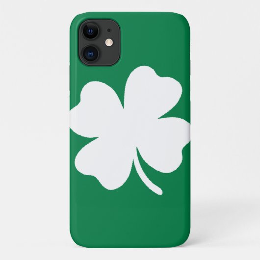 Irish Pride: Green & White Shamrock iPhone Case (Achterkant)
