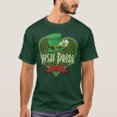 Irish Pride Pet, Shamrock, Mustasche, Heart T-Shi T-shirt (Voorkant)