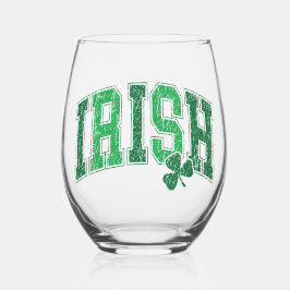 Irish Pride Retro St Patrick's Day Wijnglas Zonder Voet