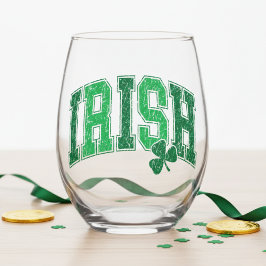 Irish Pride Retro St Patrick's Day Wijnglas Zonder Voet