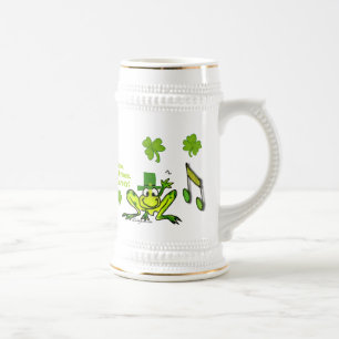 Irish Prince Cute Cartoon Frog Shamrock Stein Bierpul