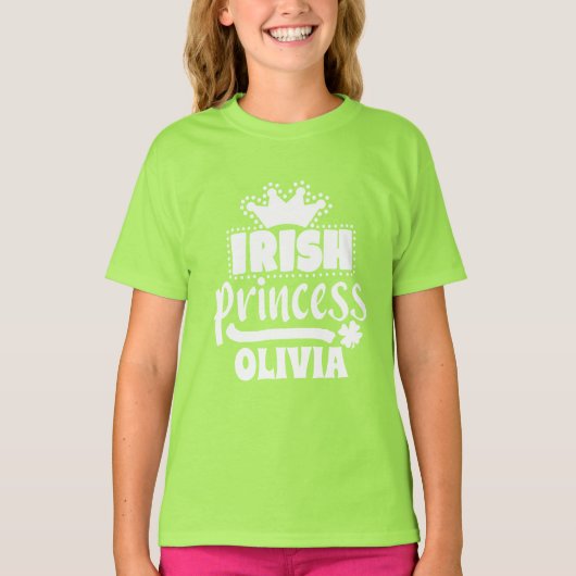 Irish Princess Crown Persoonlijke benaming T-Shirt (Voorkant)