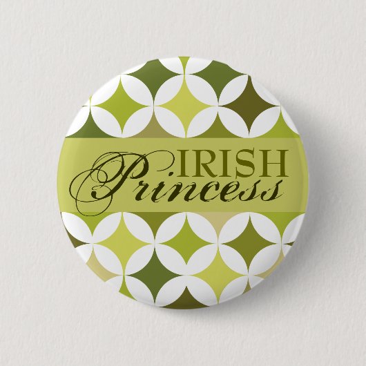 Irish Princess Green Diamonds & Circles Ronde Button 5,7 Cm (Voorkant)