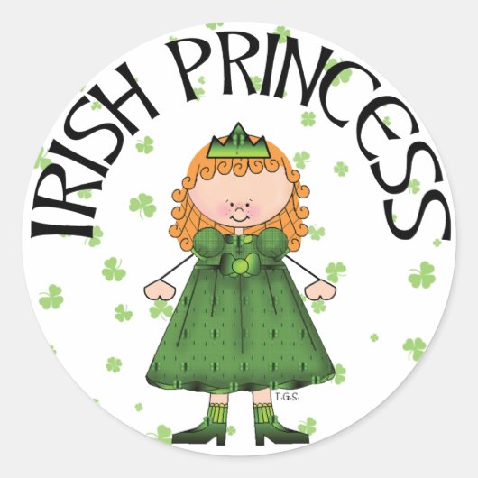 Irish Princess Redhead Ronde Sticker (Voorkant)