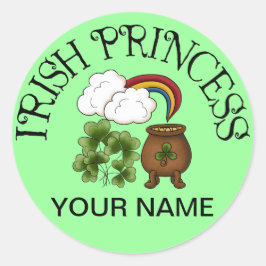 Irish Princess Shamrocks Pot of Gold Ronde Sticker