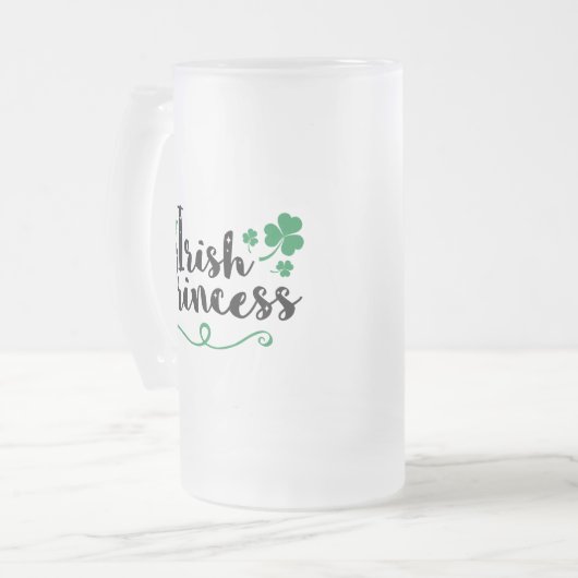 Irish Princess Women St Patrick's Day Script Matglas Bierpul (Voorkant links)