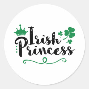 Irish Princess Women St Patrick's Day Script Ronde Sticker