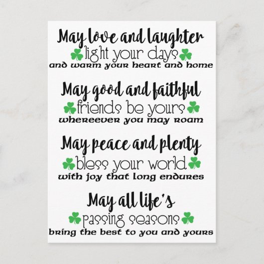 Irish Proverb Blessing Briefkaart (Voorkant)