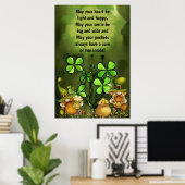 Irish Proverb, Clovers en Leprechaun Gnomes Poster (Thuiskantoor)