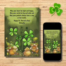Irish Proverb, Leprechaun Gnomes St. Patrick's Day Feestdagenkaart