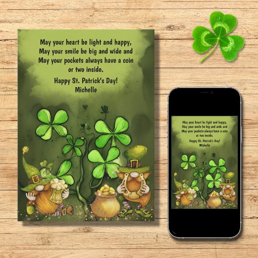 Irish Proverb, Leprechaun Gnomes St. Patrick's Day Feestdagenkaart