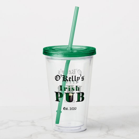 Irish Pub Bar Tavern Acryltumbler Glasses - deksel Acryl Drinkbeker (Achterkant)