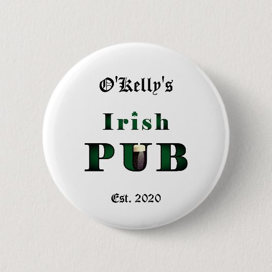 Irish Pub Bar Tavern Button Pin (Voorkant)