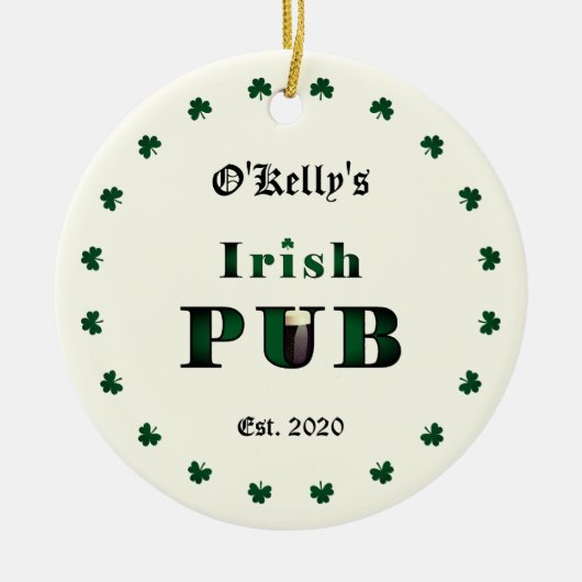 Irish Pub Bar Tavern kerstversiering Keramisch Ornament (Voorkant)