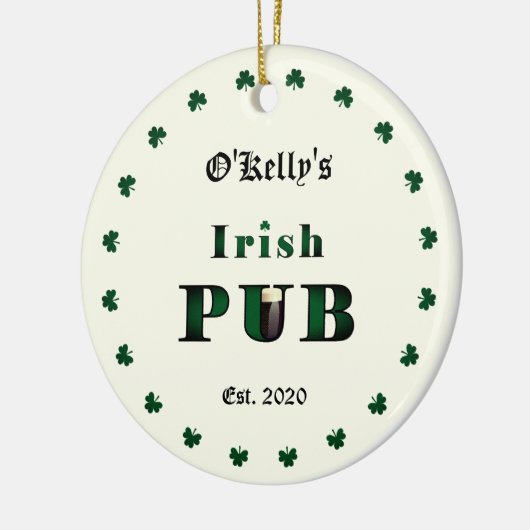 Irish Pub Bar Tavern kerstversiering Keramisch Ornament (Links)