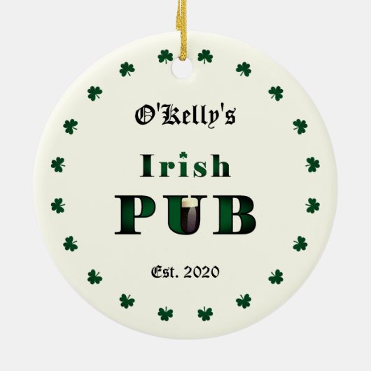Irish Pub Bar Tavern kerstversiering Keramisch Ornament (Achterkant)