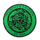 Irish Pub Celtic Dogs Black & Green St Patrick Bar Dartbord (Voorkant)