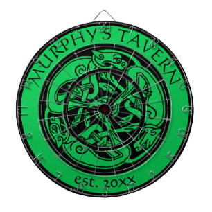 Irish Pub Celtic Dogs Black & Green St Patrick Bar Dartbord