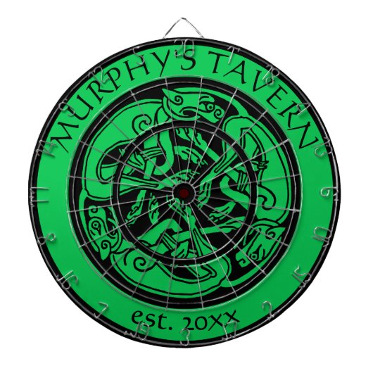 Irish Pub Celtic Dogs Black & Green St Patrick Bar Dartbord (Voorkant)