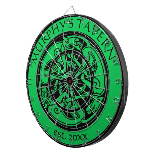 Irish Pub Celtic Dogs Black & Green St Patrick Bar Dartbord (Voorkant Rechts)