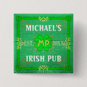 Irish Pub Creëer Your Ewn Personalised Green Vierkante Button 5,1 Cm (Voorkant)