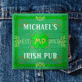 Irish Pub Creëer Your Ewn Personalised Green Vierkante Button 5,1 Cm