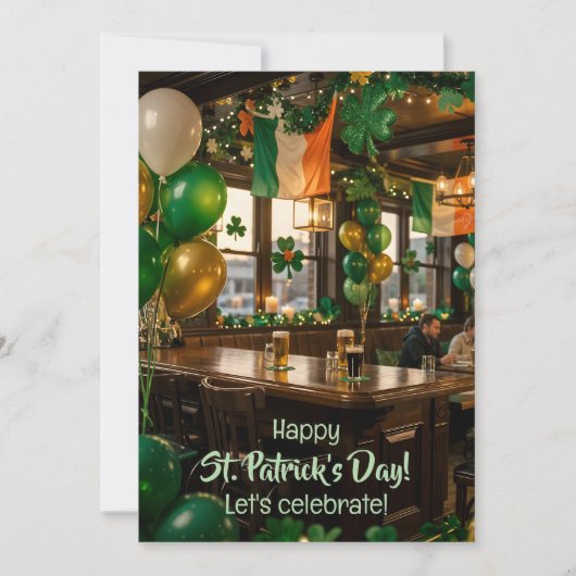 Irish pub ready for St. Patrick's Day party, green Kaart (Voorkant)