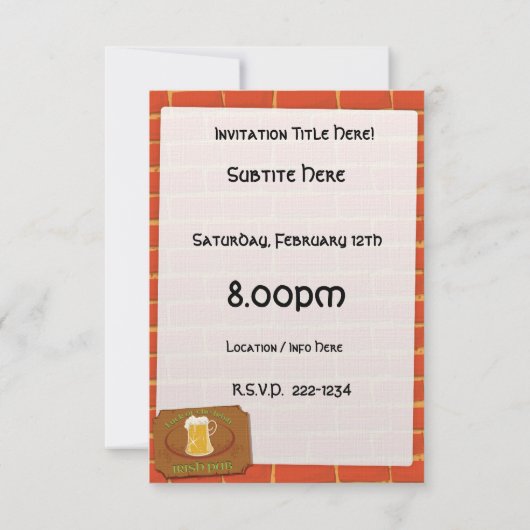 Irish Pub Sign Kaart (Achterkant)