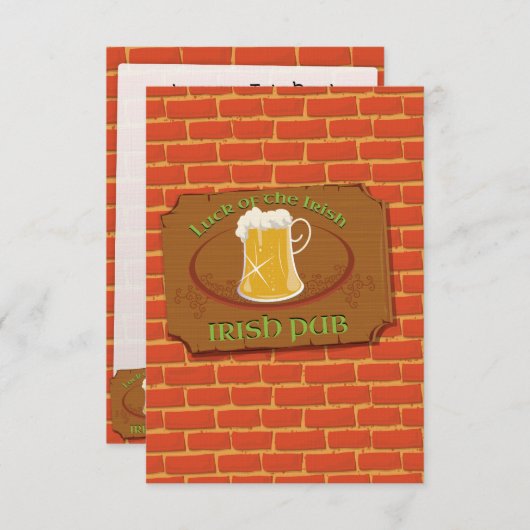 Irish Pub Sign Kaart (Voorkant / Achterkant)